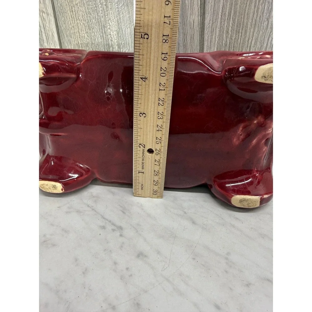 Vintage Ceramic Antique Car Planter Burgundy Red Model T Novelty Pottery Vases